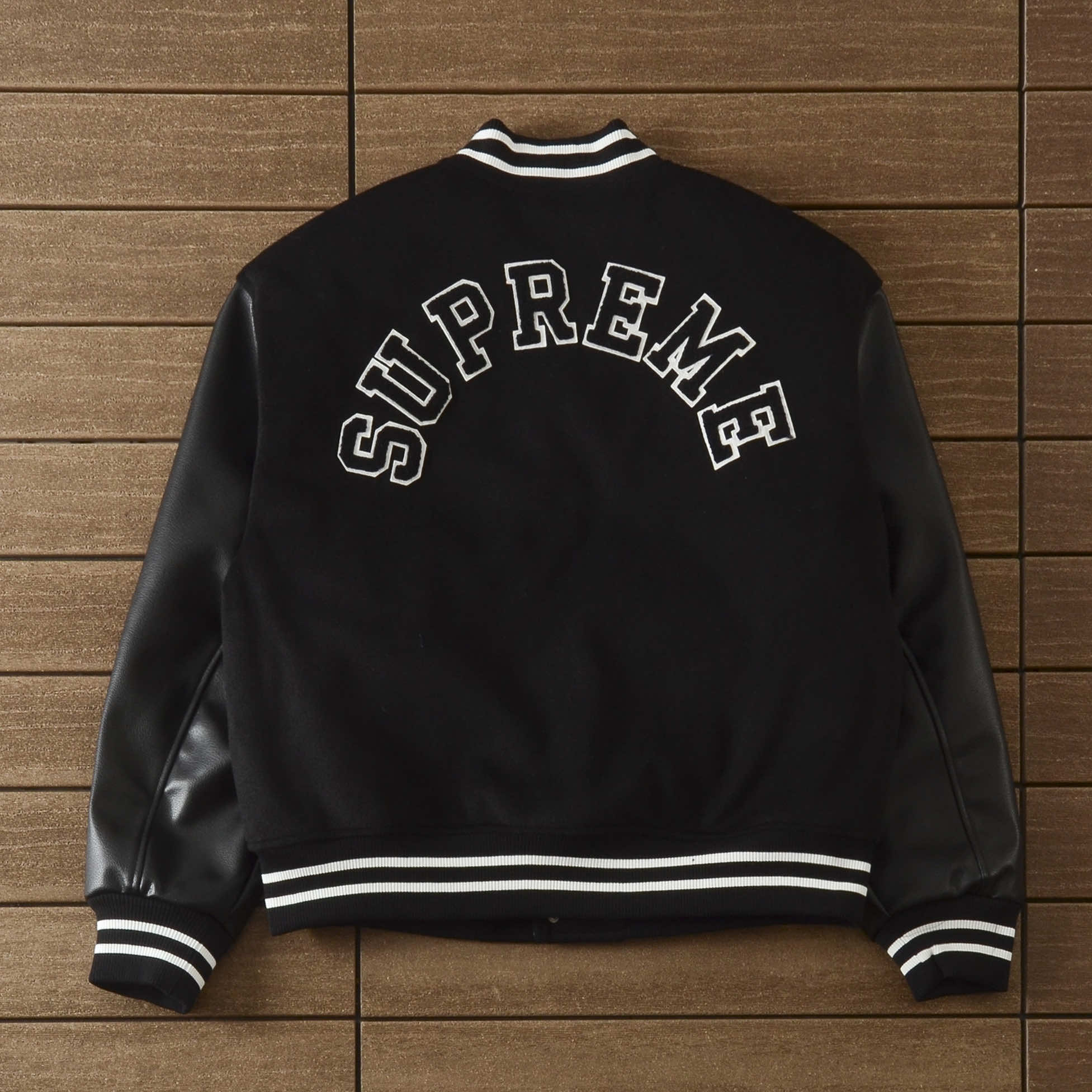 Supreme Monogram College Jacket 'Black' denemezapt.myshopify.com Zaptila