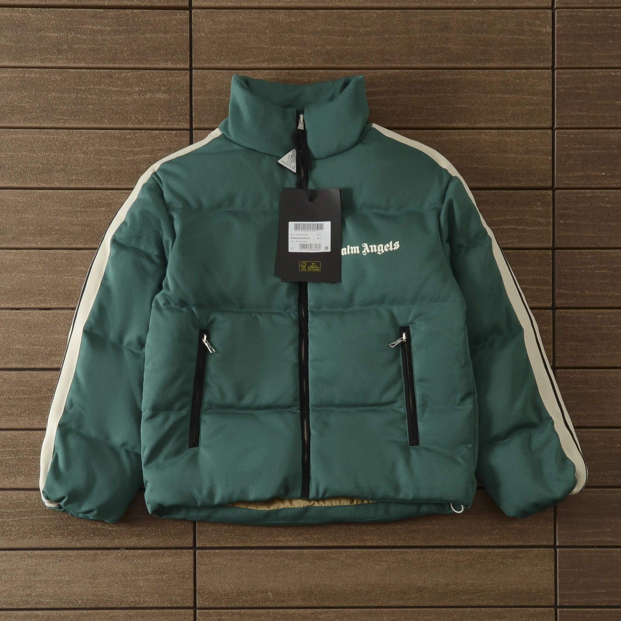 Palm Angels Down Jacket 'Green' denemezapt.myshopify.com Zaptila