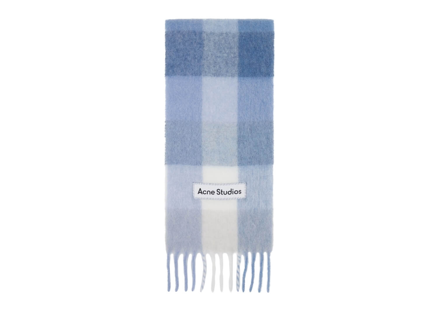 Acne Studios Mohair Checked Scarf Blue & White