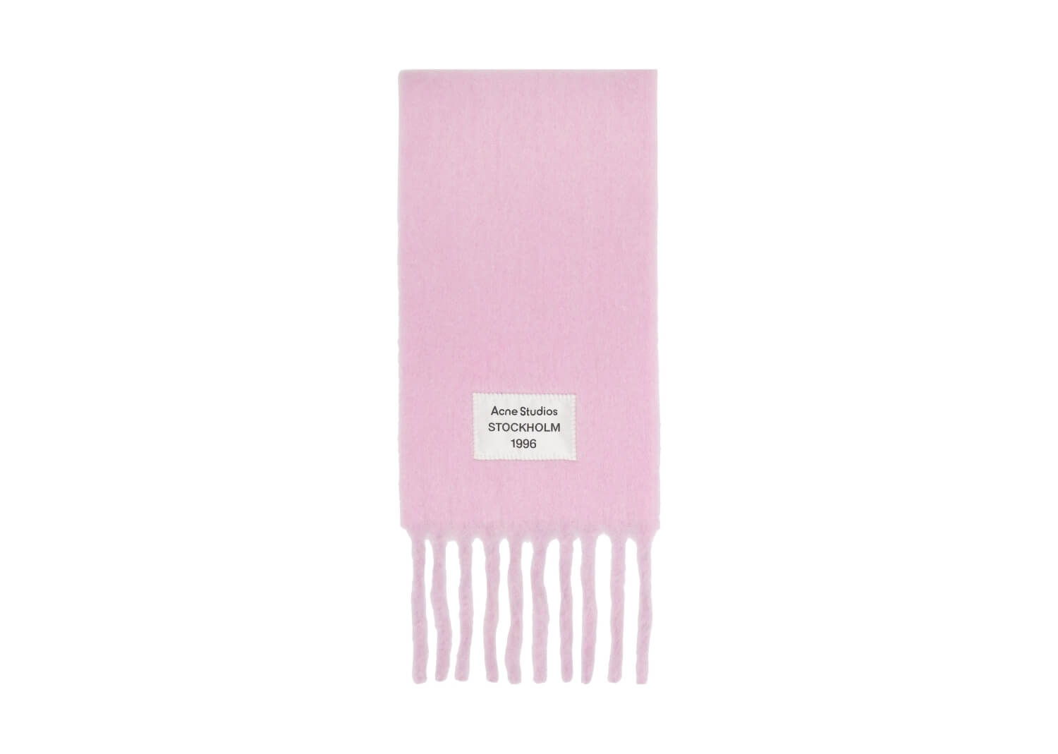Acne Studios Pink Fringed Logo Label Scarf
