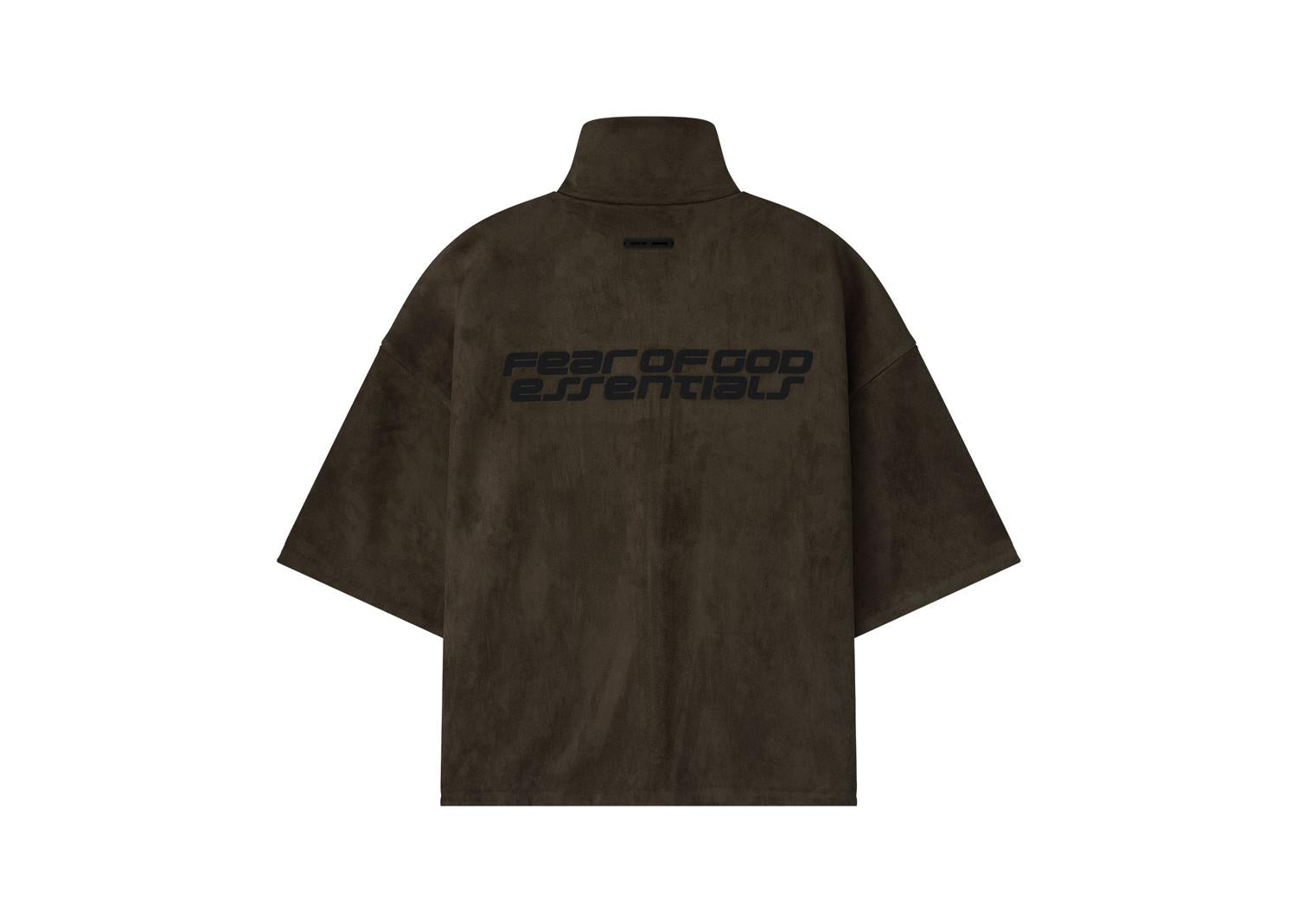 Fear of God Essentials Suede Fleece High Neck 3/4 Sleeve Jacket Brown 2