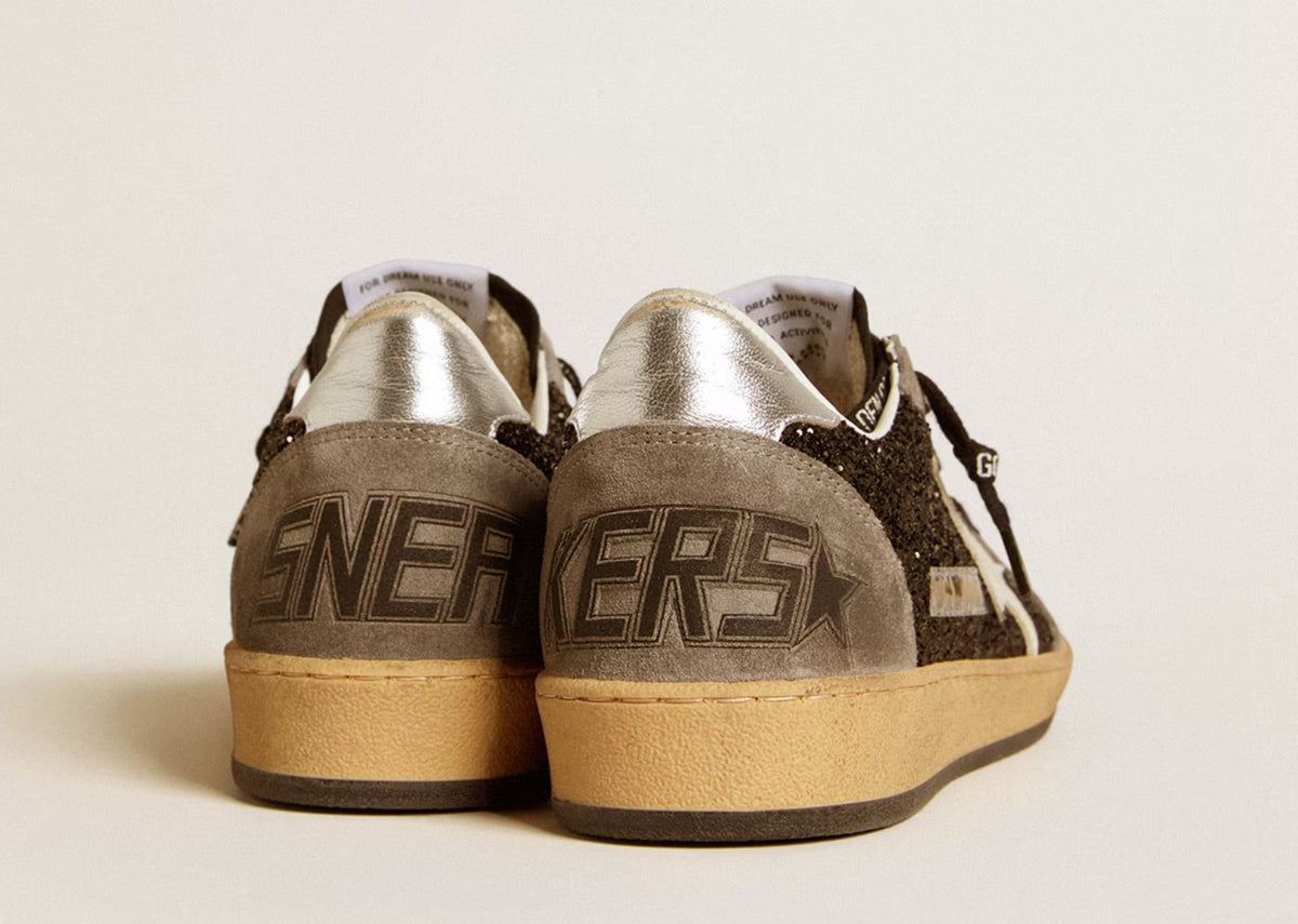 Golden Goose Ball-Star Black Glitter Gray White (W) 4