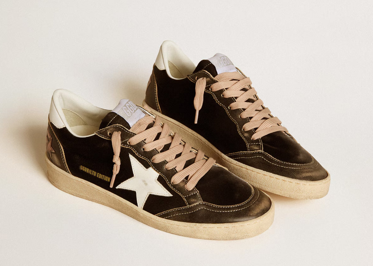 Golden Goose Ball-Star Black Velvet Black White Leather (W) 2