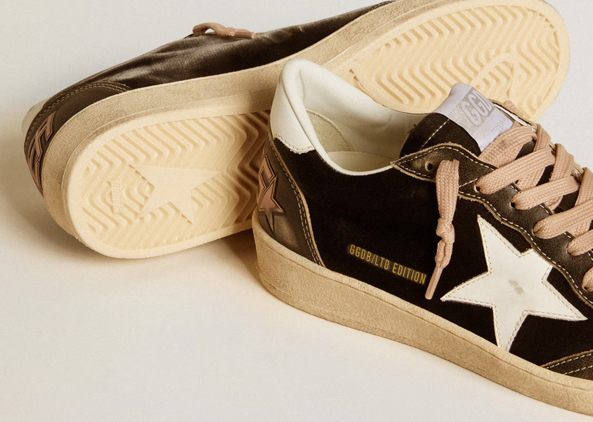 Golden Goose Ball-Star Black Velvet Black White Leather (W) 3