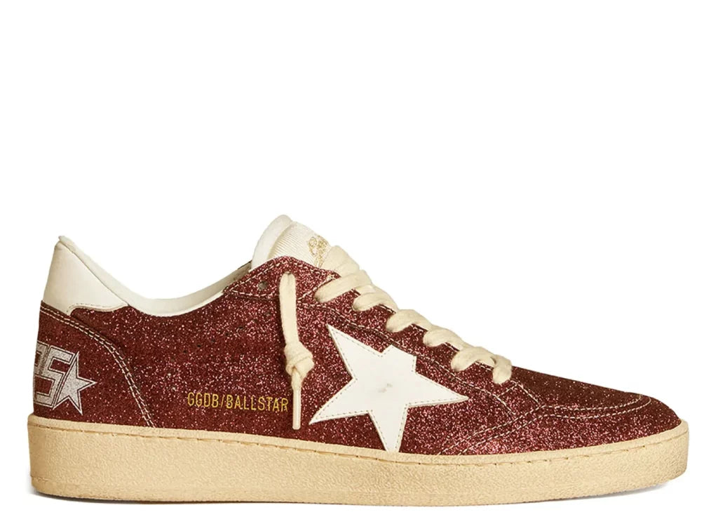 Golden Goose Ball-Star Burgundy Glitter White Star Heel (W) 4