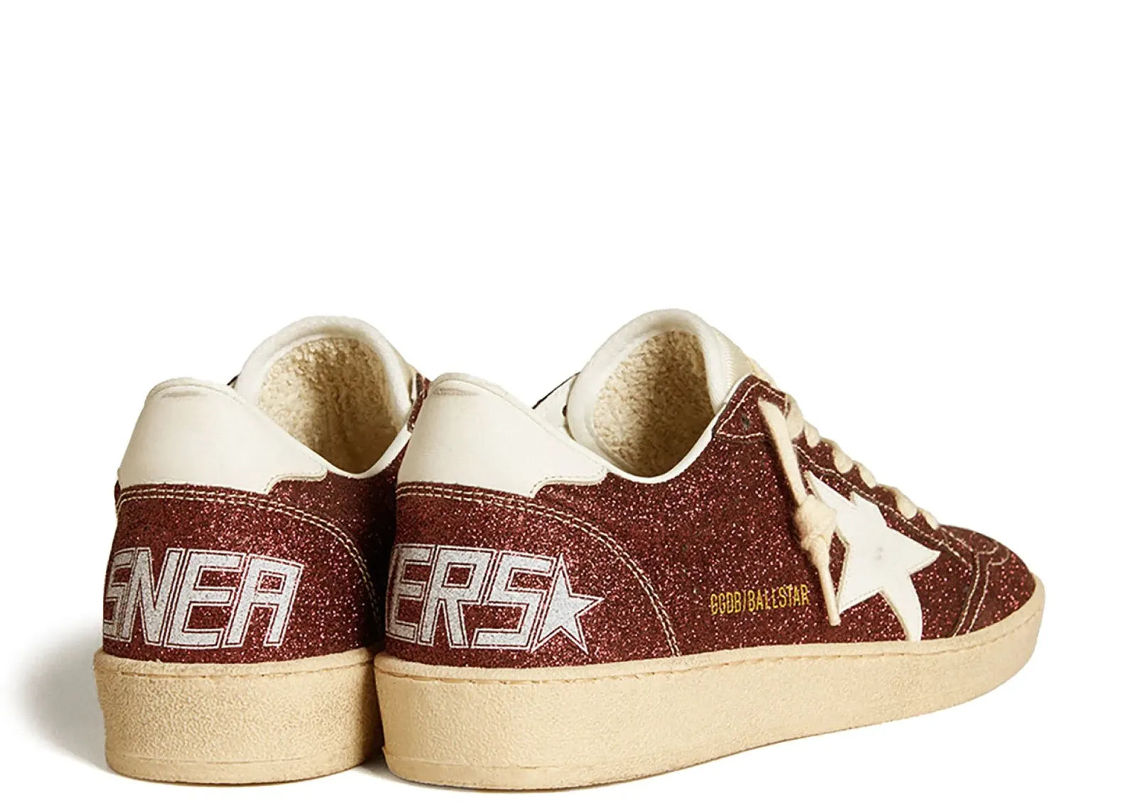 Golden Goose Ball-Star Burgundy Glitter White Star Heel (W) 3