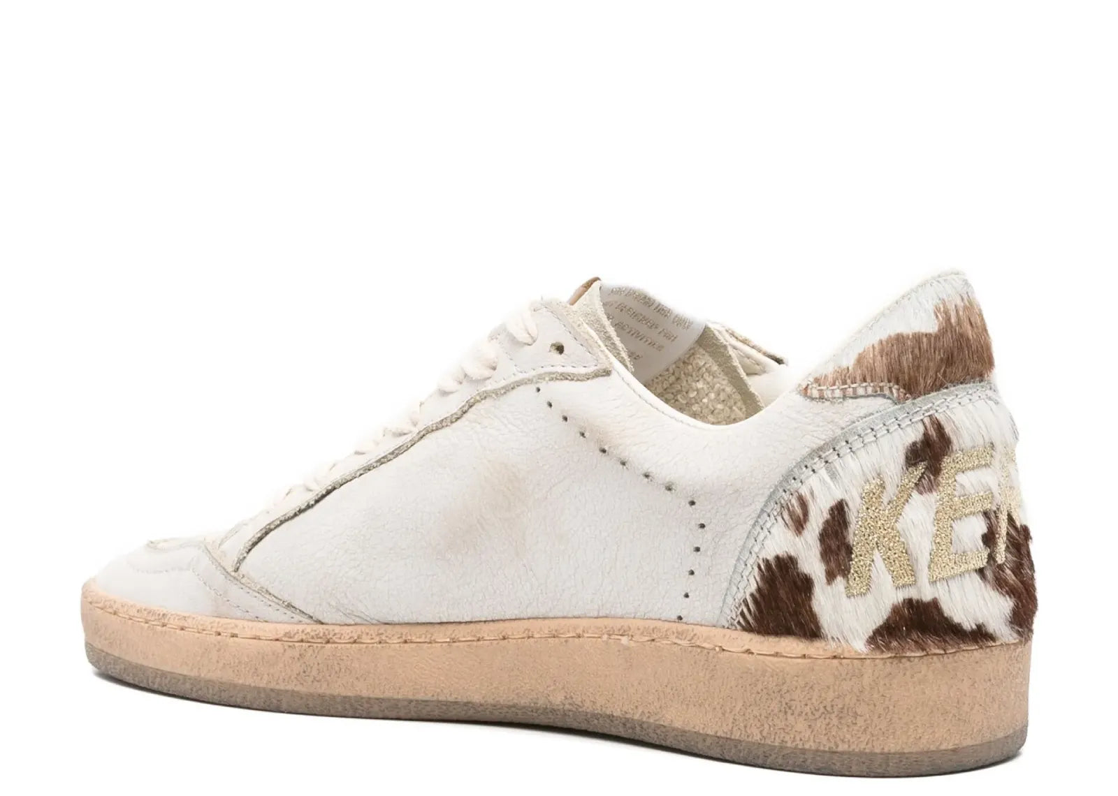 Golden Goose Ball-Star Dirty White Leather Coffee Suede Star Animal Heel Platform (W) 3
