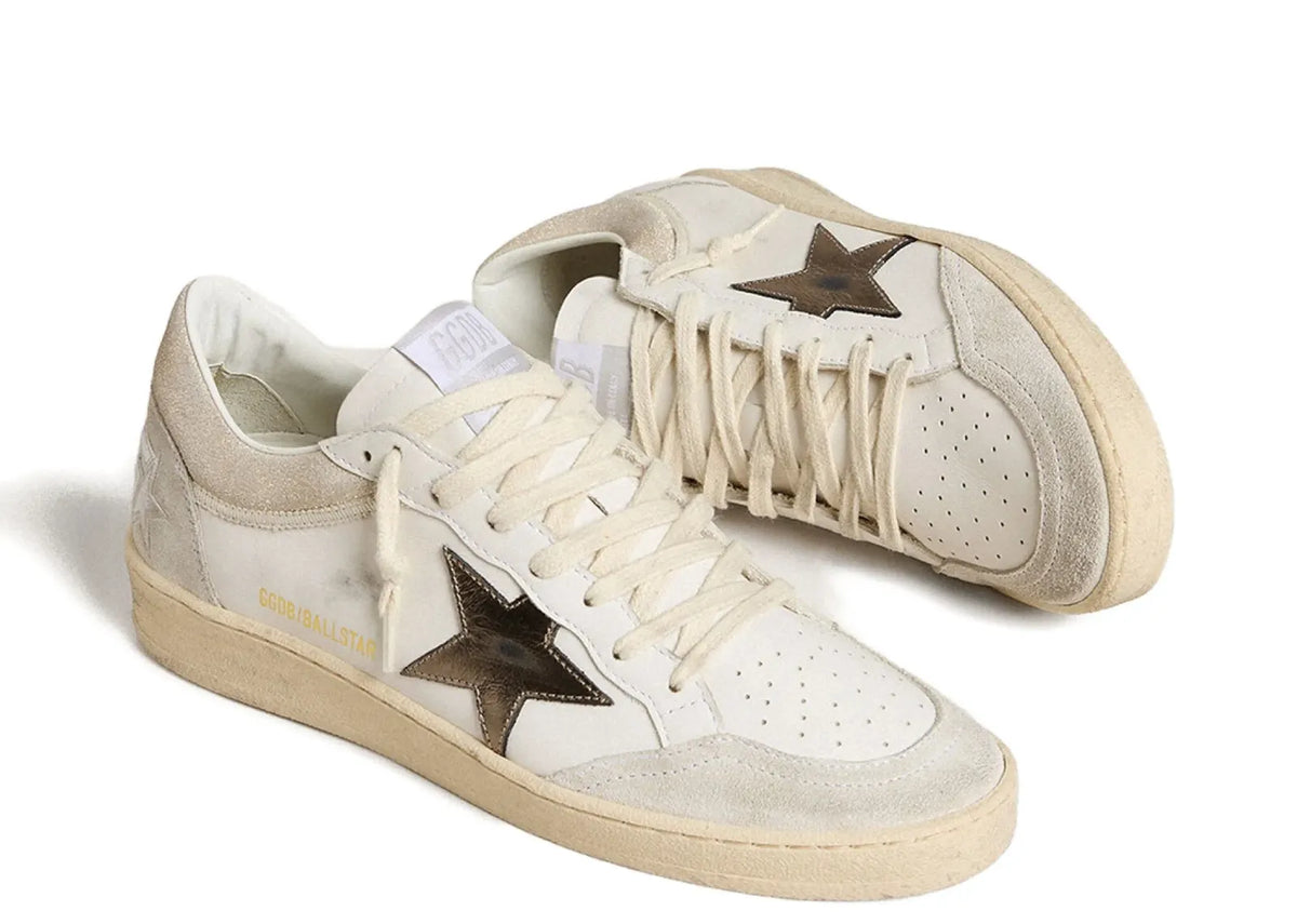 Golden Goose Ball-Star White Leather Metallic Star Glossy Heel (W) 2