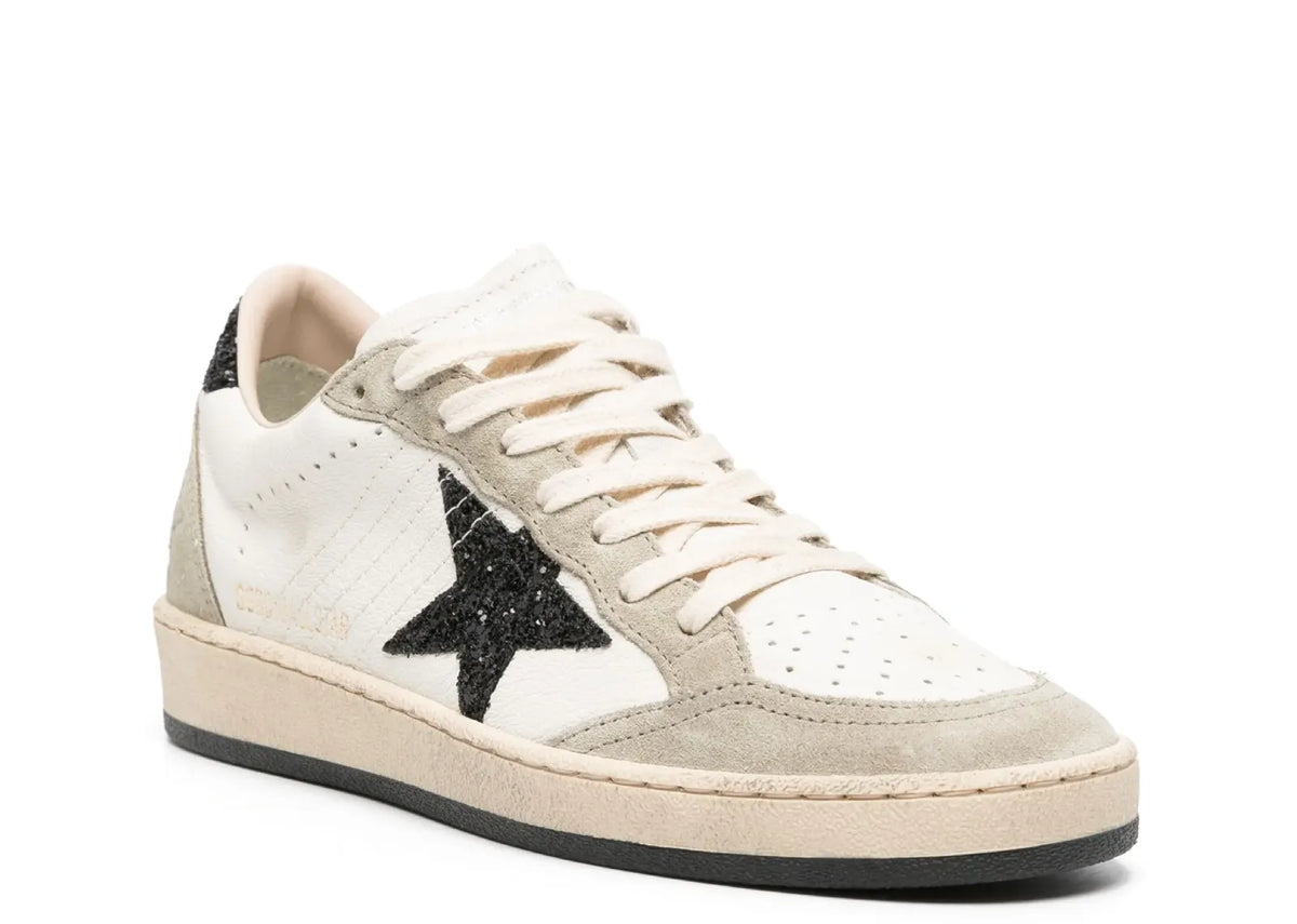 Golden Goose Ball-Star White Nappa Black Glitter Star Heel (W) 2
