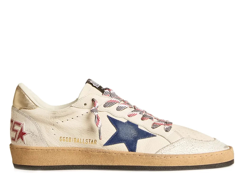 Golden Goose Ball-Star White Nappa Blue Star Platinum Heel 4