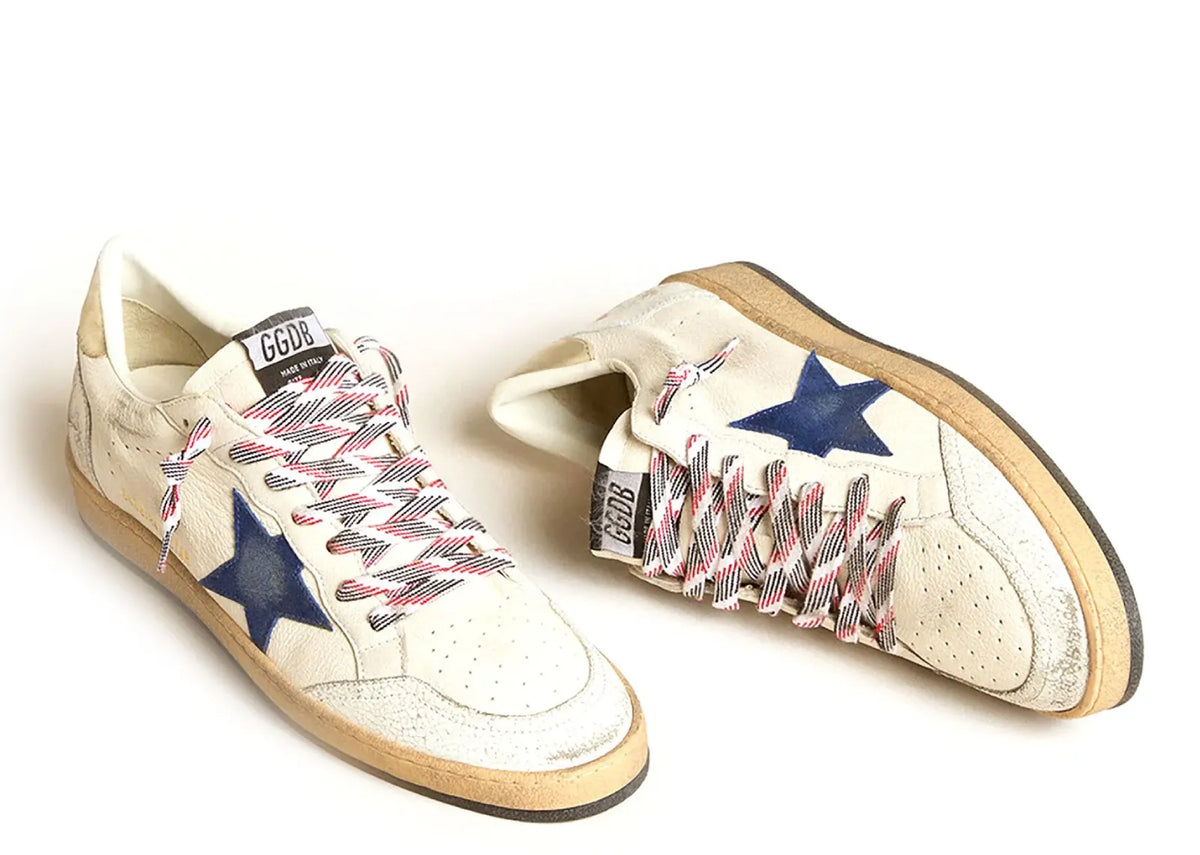 Golden Goose Ball-Star White Nappa Blue Star Platinum Heel 2