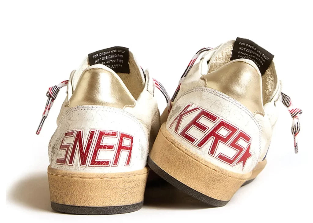 Golden Goose Ball-Star White Nappa Blue Star Platinum Heel 6