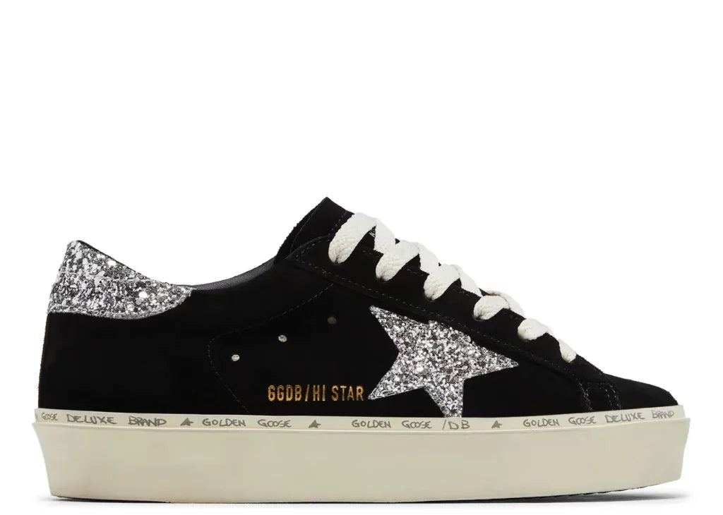 Golden Goose Hi-Star Black Suede Glitter Heel (W) 6