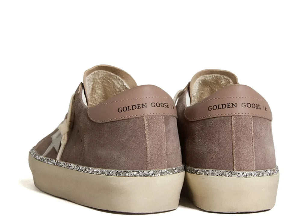 Golden Goose Hi-Star Brown Suede Silver Star Silver Glitter Foxing (W) 7