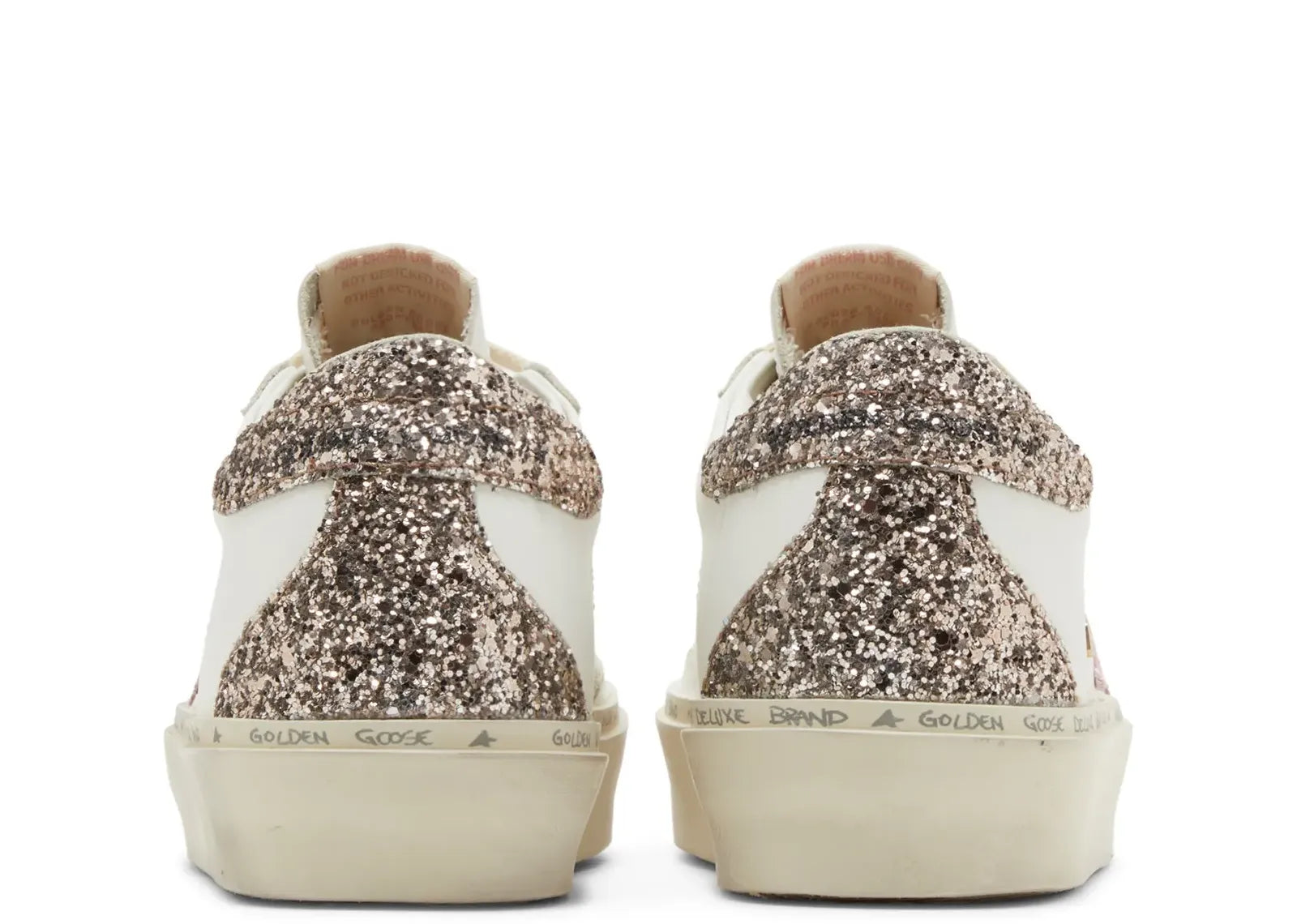 Golden Goose Hi-Star White Leather Pink Suede Star Glitter Heel (W) 3
