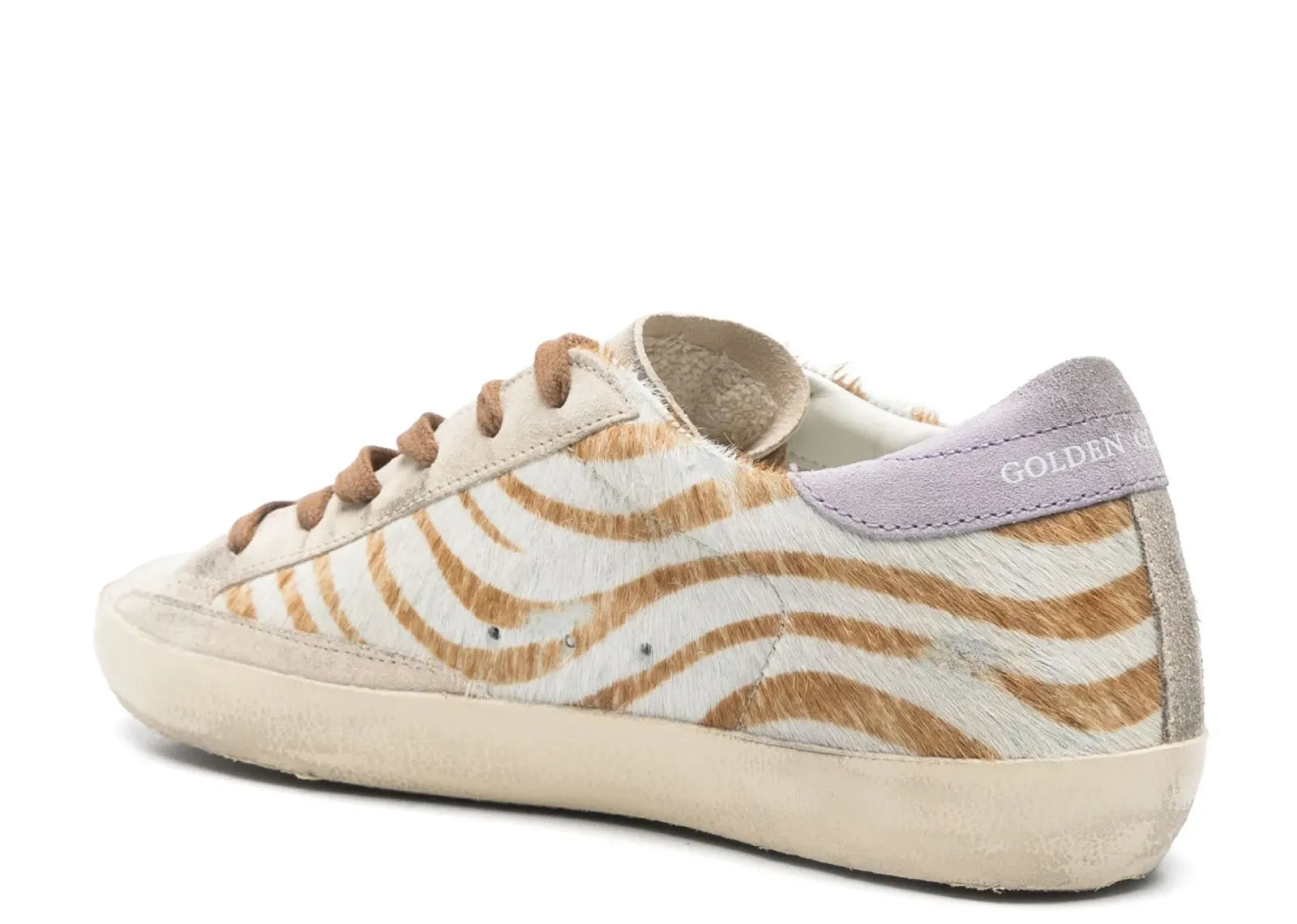 Golden Goose Super-Star Beige Pony Skin White Star Lilac Heel (W) 3