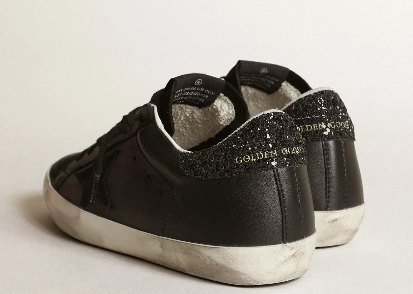 Golden Goose Super-Star Black Nappa Black Star Black Glitter Heel (W) 6
