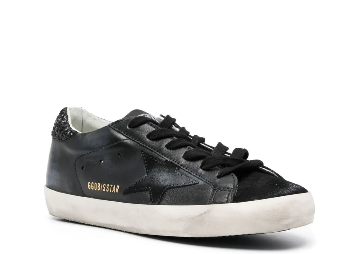 Golden Goose Super-Star Black Nappa Black Star Black Glitter Heel (W) 2