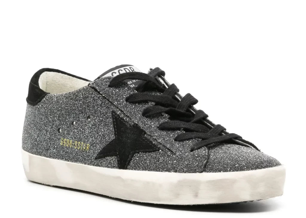 Golden Goose Super-Star Black Swarovski Crystal Black Suede Star Heel (W) 5