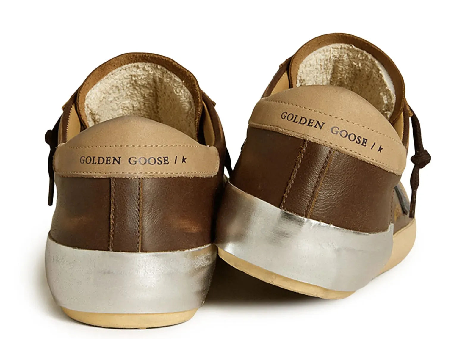 Golden Goose Super-Star Brown Leather Blue Star Beige Heel 4