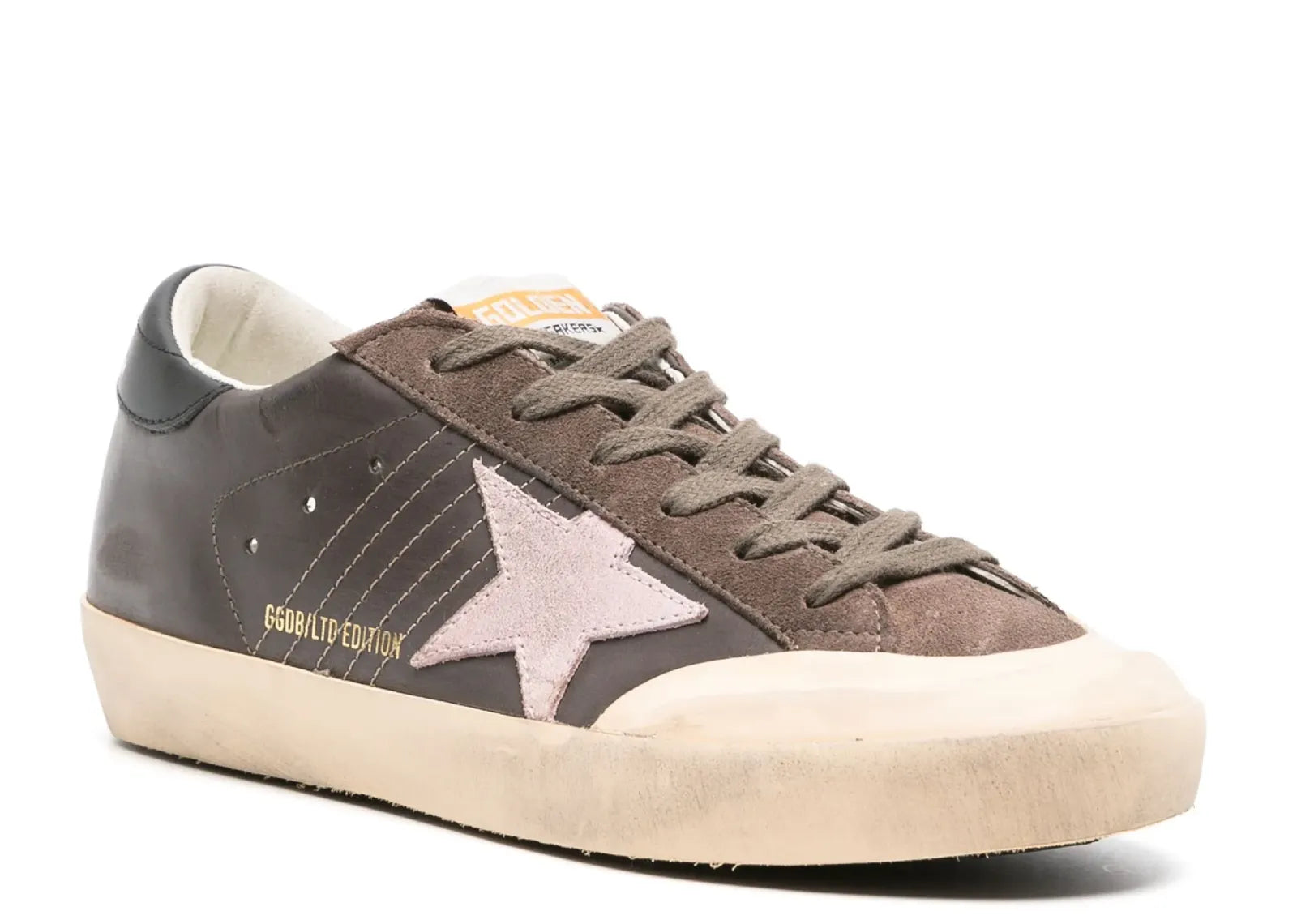 Golden Goose Super-Star Brown Leather Rose Suede Star Black Heel (W) 2