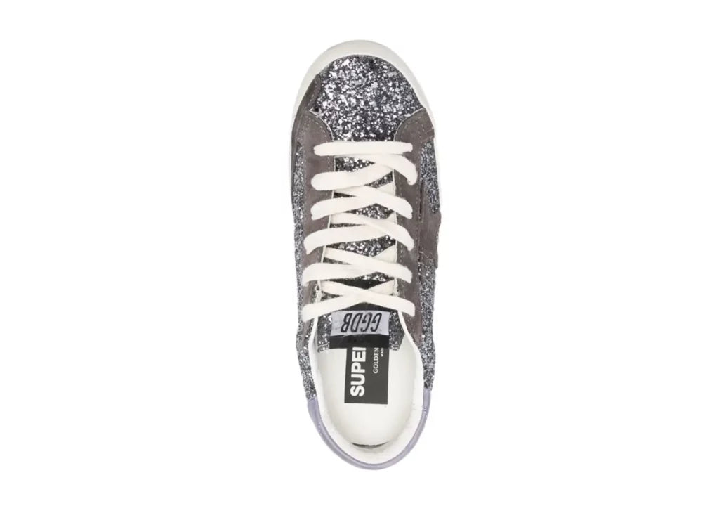 Golden Goose Super-Star Glitter Brown Star Lilac Heel Tab (W) 8