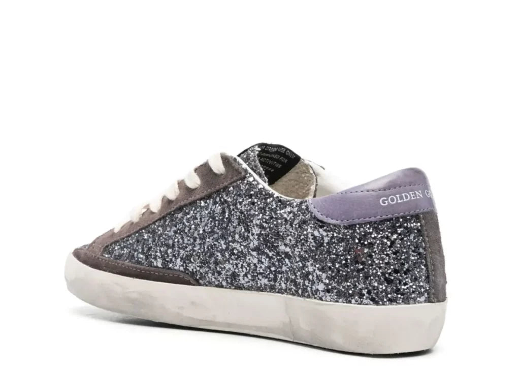 Golden Goose Super-Star Glitter Brown Star Lilac Heel Tab (W) 7