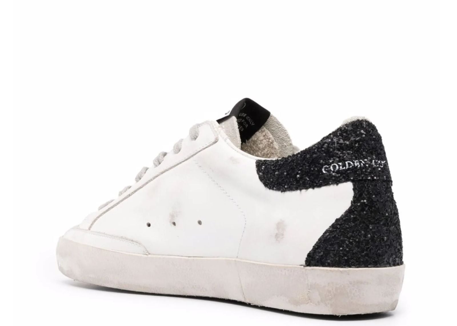 Golden Goose Super-Star Gold Glitter Star Black Glitter Heel (W) 3