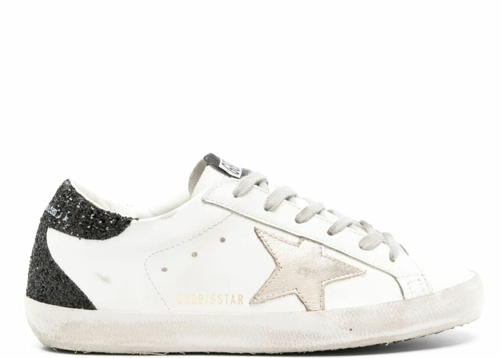 Golden Goose Super-Star Gold Star Black Glitter Heel (W) 6