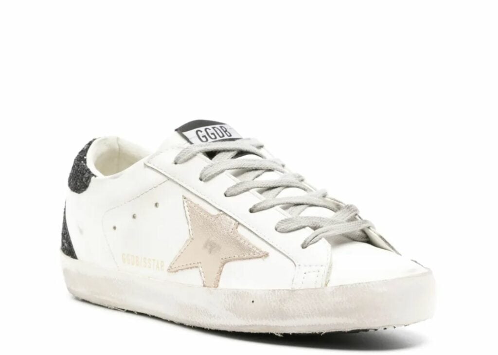 Golden Goose Super-Star Gold Star Black Glitter Heel (W) 7