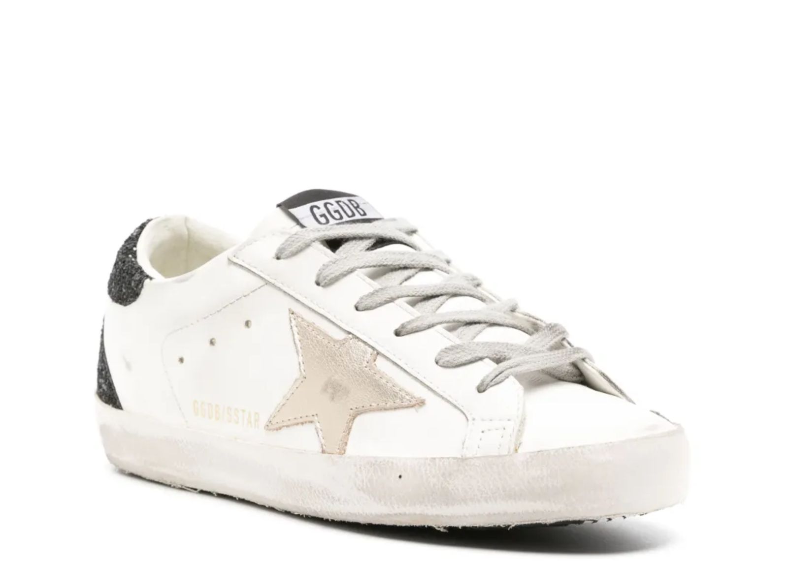 Golden Goose Super-Star Gold Star Black Glitter Heel (W) 2