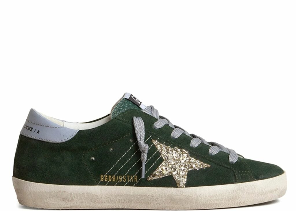 Golden Goose Super Star Green Suede Silver Glitter (W) 5