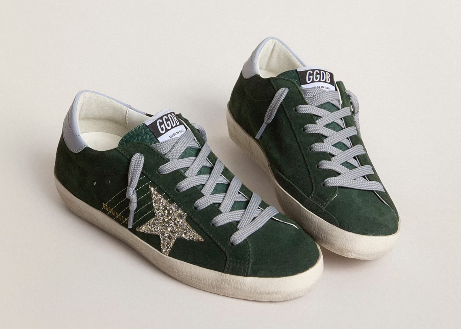 Golden Goose Super Star Green Suede Silver Glitter (W) 2