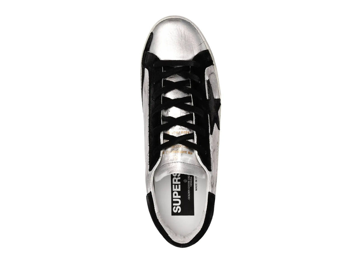 Golden Goose Super-Star Leather Metallic Silver Black Star (W) 4