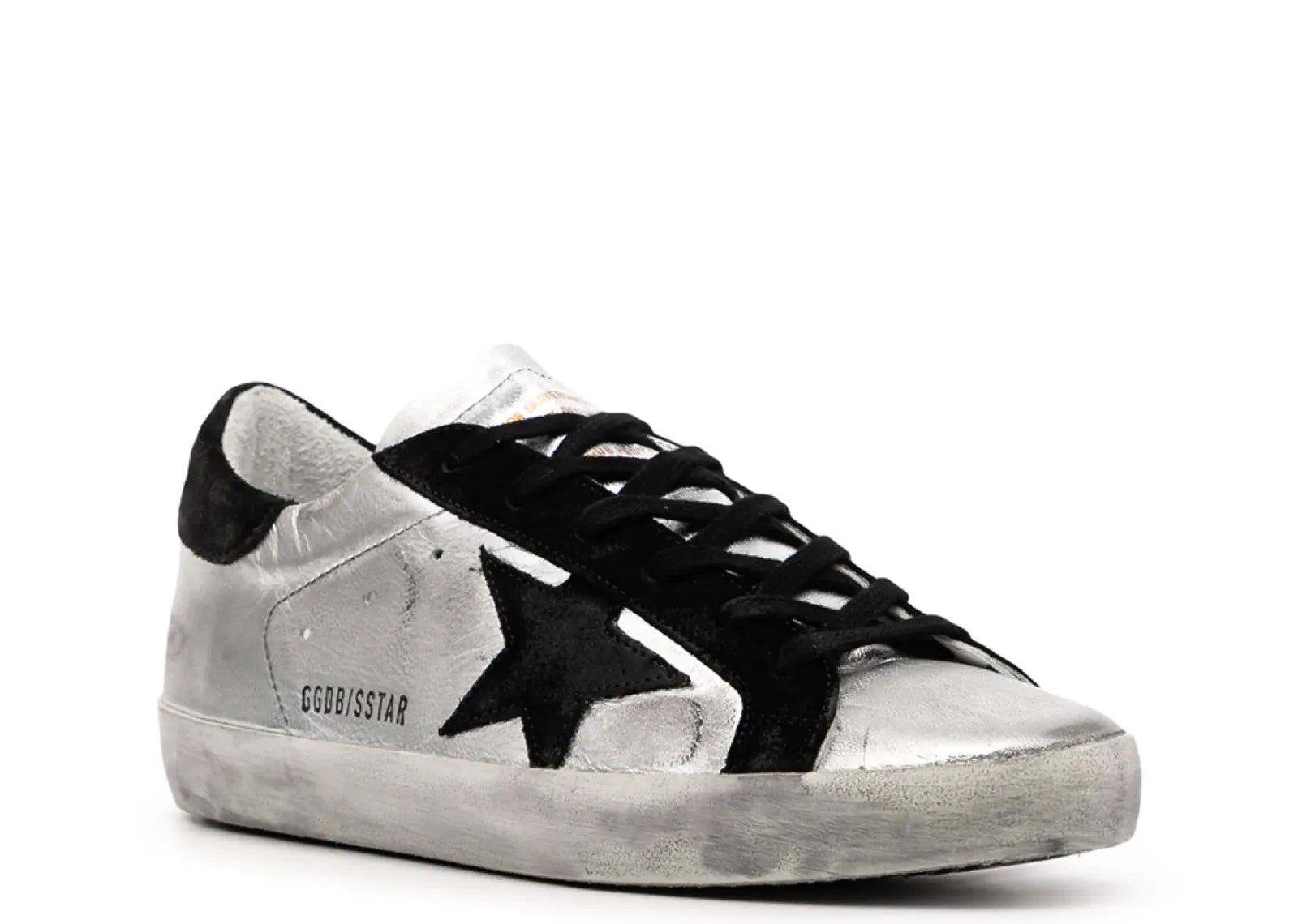 Golden Goose Super-Star Leather Metallic Silver Black Star (W) 2