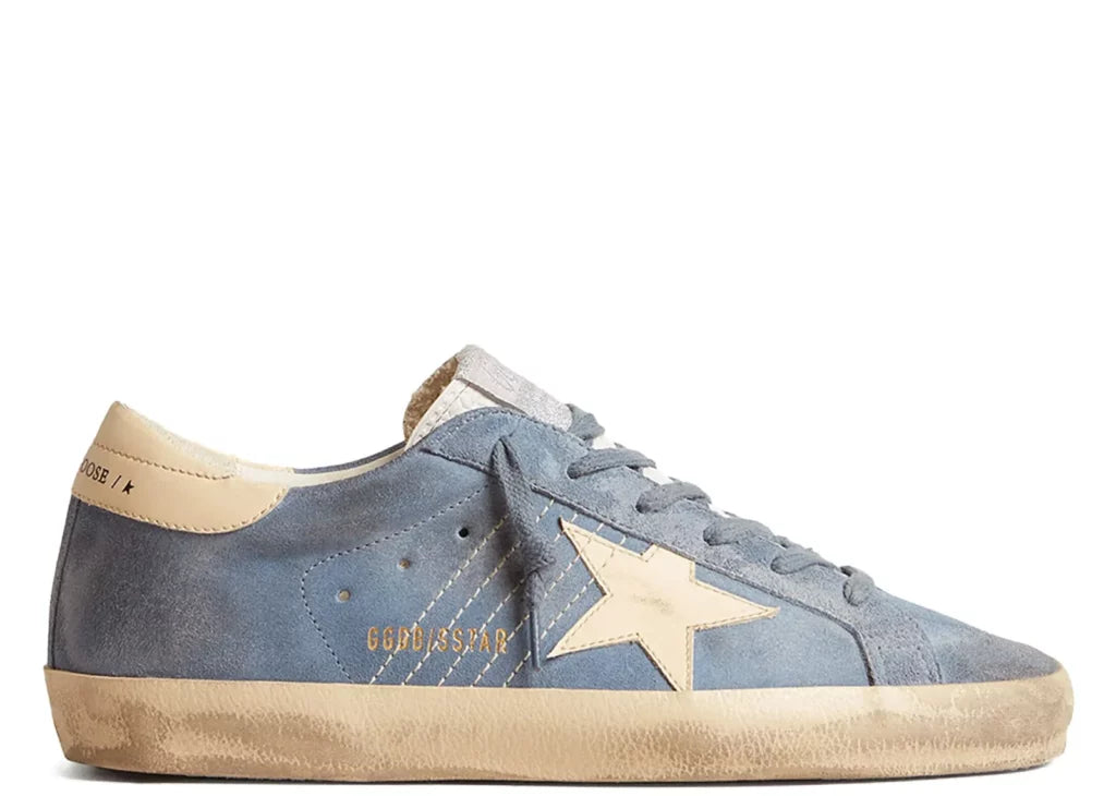 Golden Goose Super-Star Light Blue Suede Beige Star Heel (W) 4