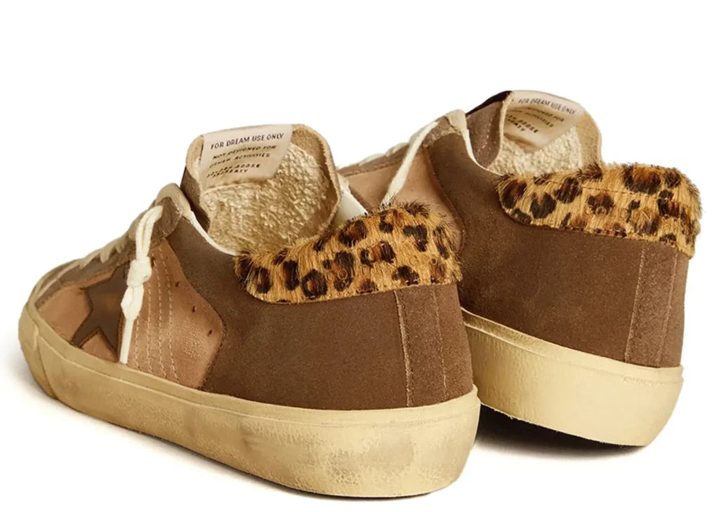 Golden Goose Super-Star Light Pink Brown Suede Leopard Heel (W) 6