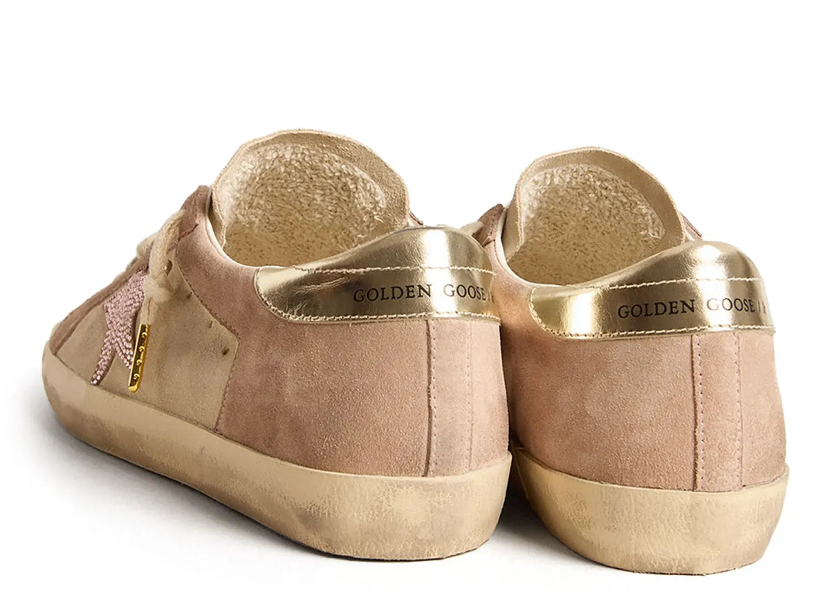 Golden Goose Super-Star Pale Pink Beige Suede Crystal Star Platinum Heel (W) 3