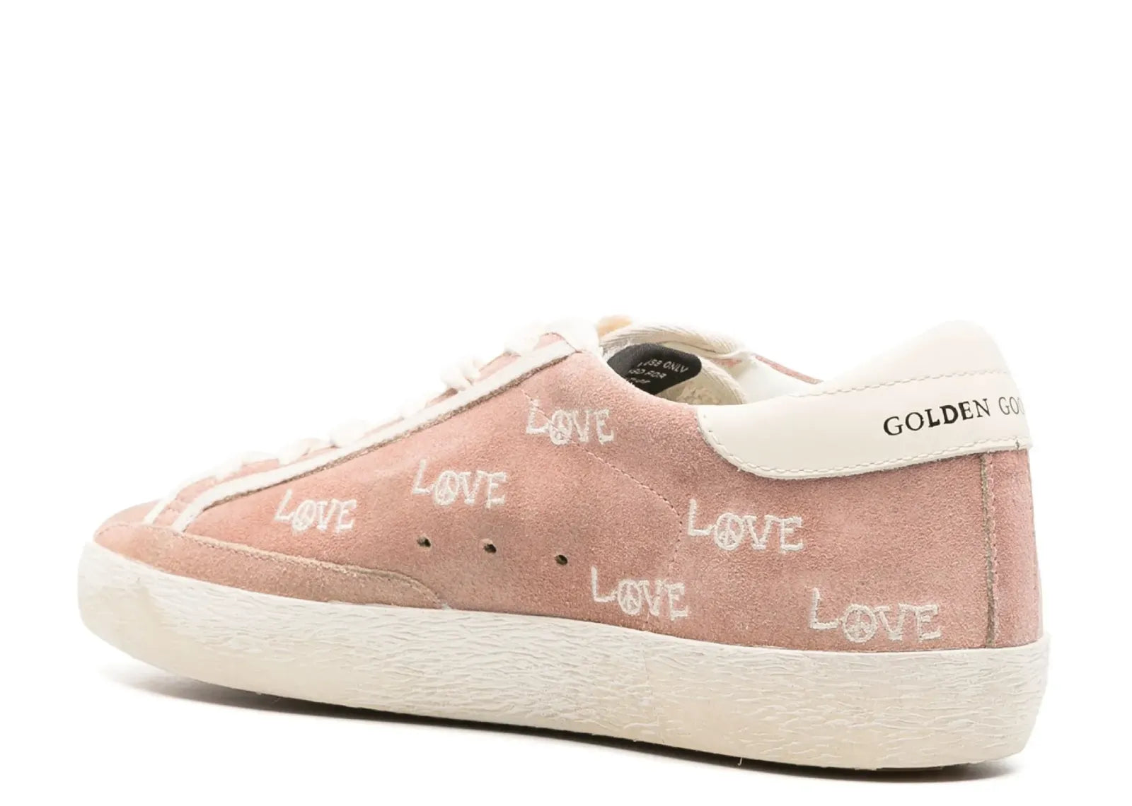 Golden Goose Super-Star Powder Pink Suede Cream Star Heel Love Embroidery (W) 3