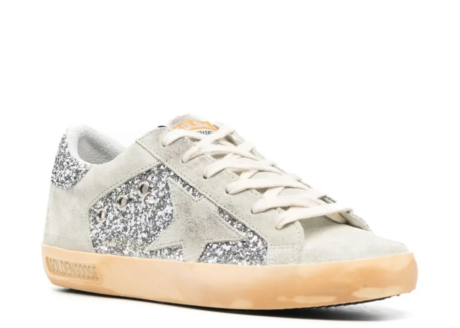 Golden Goose Super-Star Silver Glitter Gray Suede Star Heel (W) 2