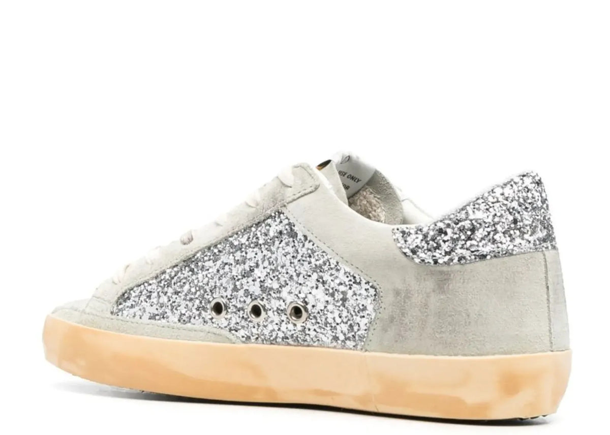 Golden Goose Super-Star Silver Glitter Gray Suede Star Heel (W) 3