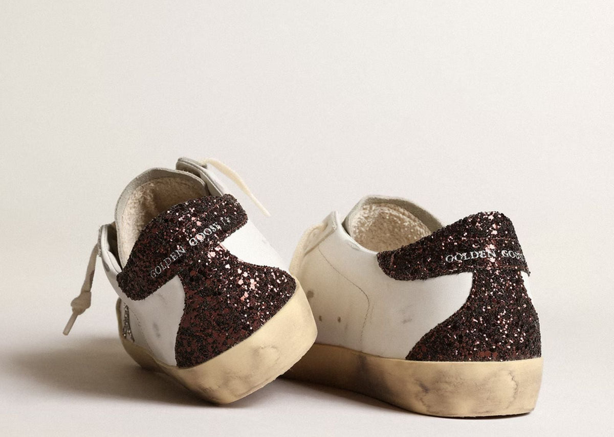 Golden Goose Super-Star Silver Star Brown Glitter Heel (W) 11