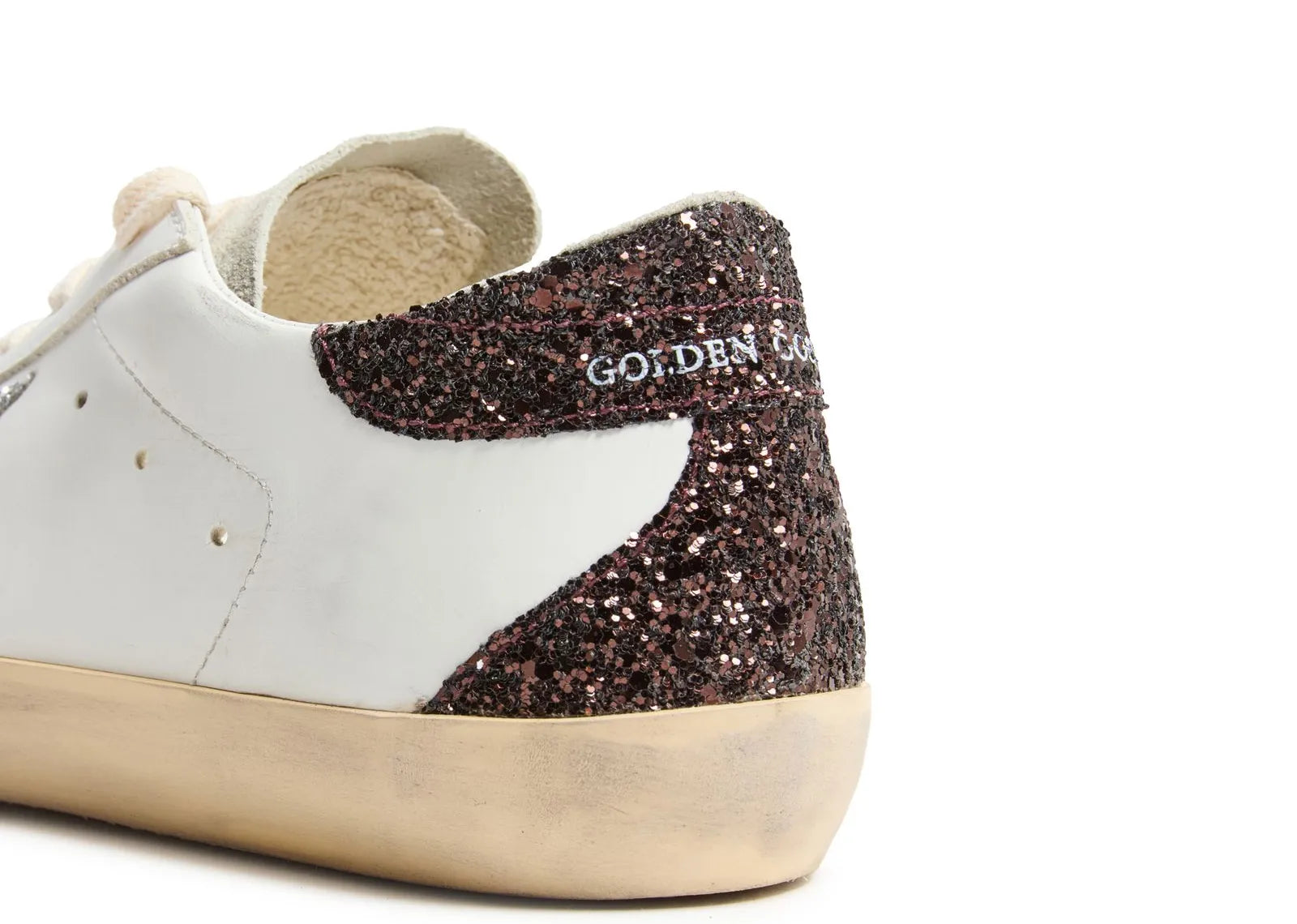 Golden Goose Super-Star Silver Star Brown Glitter Heel (W) 6