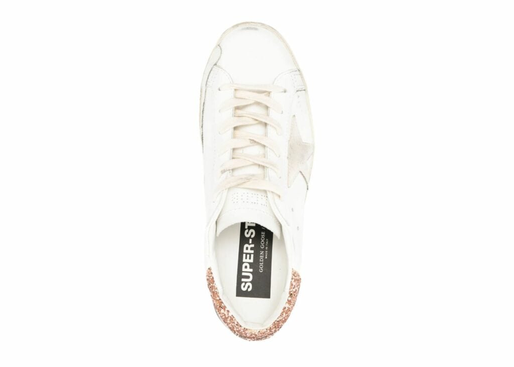 Golden Goose Super-Star Suede Star Peach Pink Glitter Heel Tab (W) 8