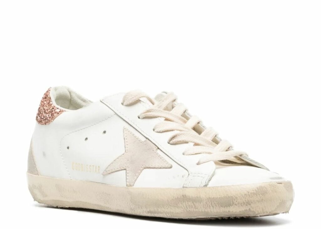 Golden Goose Super-Star Suede Star Peach Pink Glitter Heel Tab (W) 6