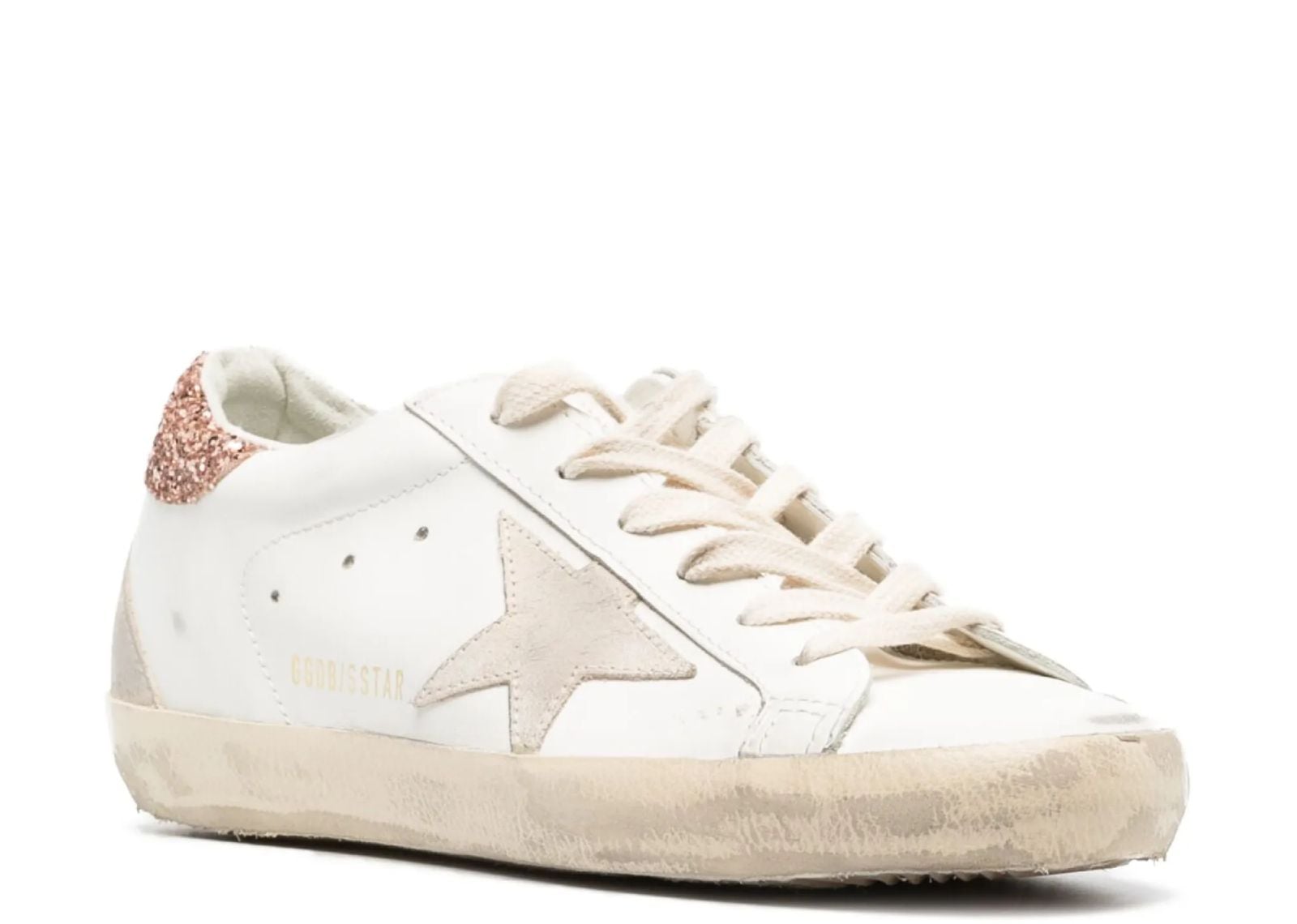 Golden Goose Super-Star Suede Star Peach Pink Glitter Heel Tab (W) 2