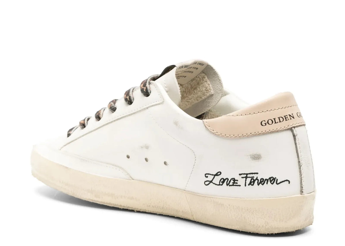 Golden Goose Super-Star White Leather Gray Glitter Star Nude Heel Leopard Laces (W) 3