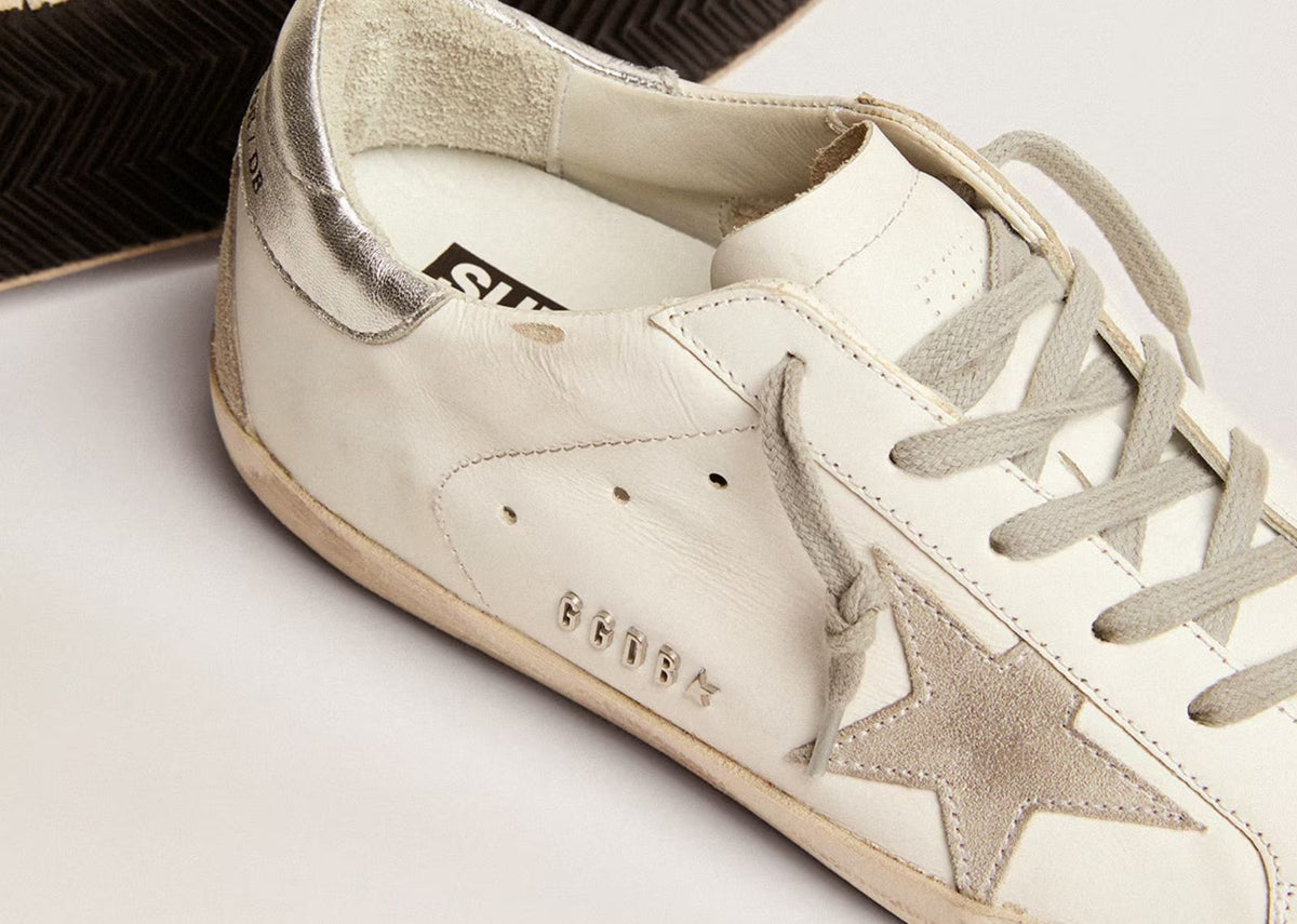Golden Goose Super-Star White Ice Silver with Metal Stud Lettering (W) 3