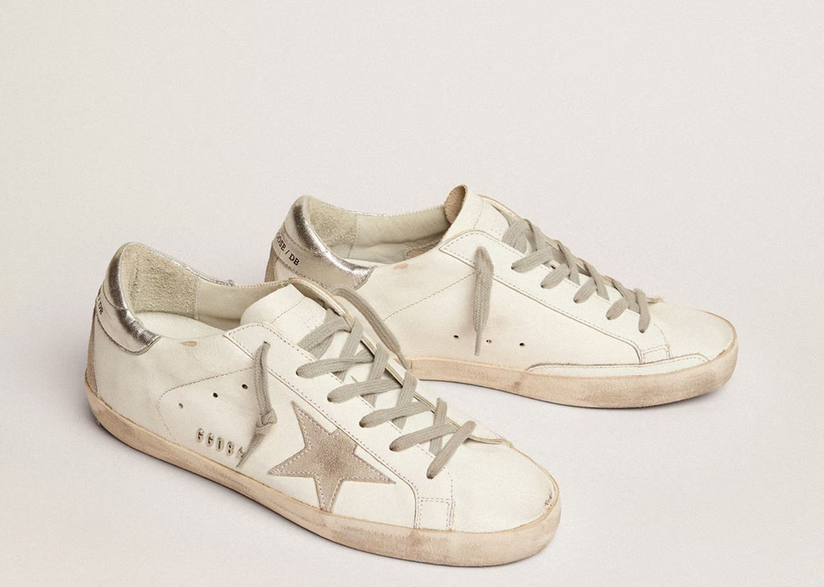 Golden Goose Super-Star White Ice Silver with Metal Stud Lettering (W) 2