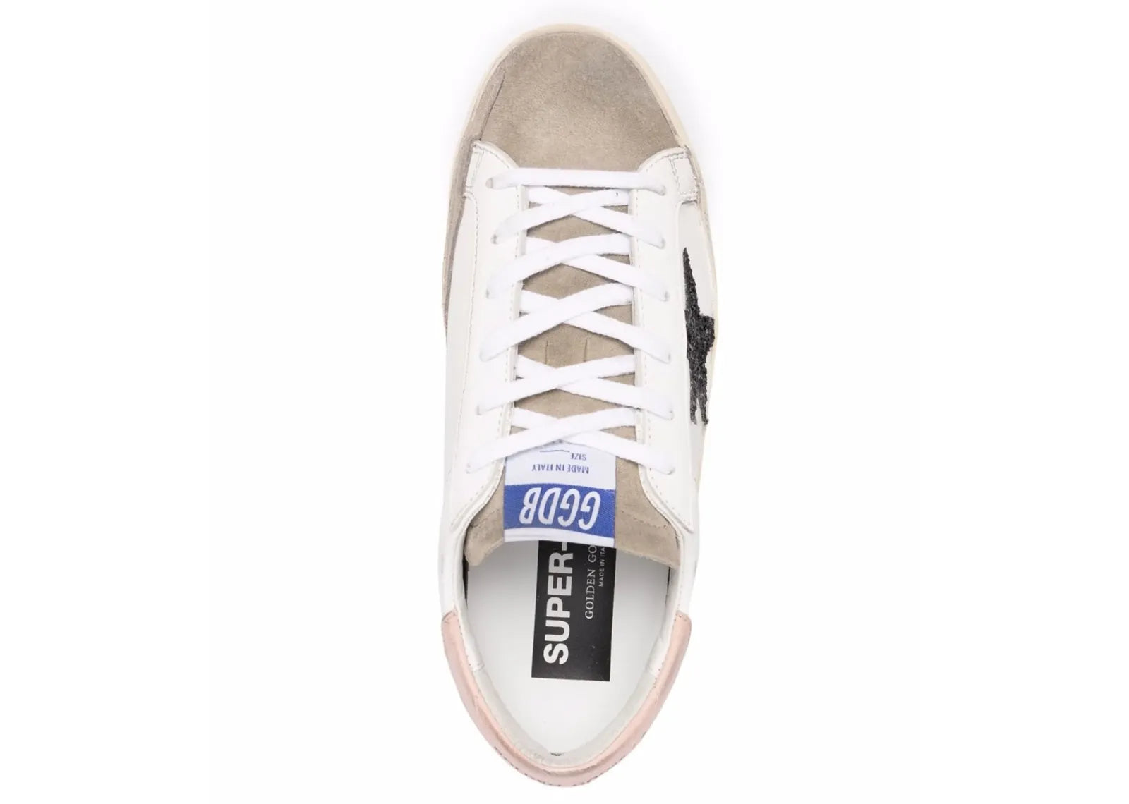 Golden Goose Super-Star White Leather Black Glitter Star Rose Heel (W) 4